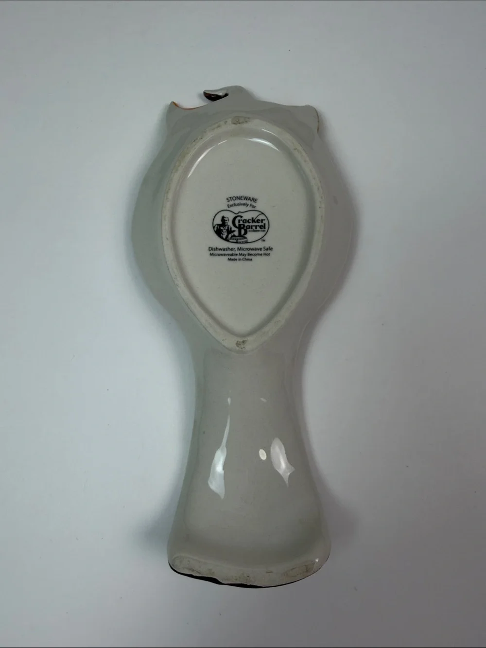 Cracker Barrel Stoneware Owl Spoon Rest Fall Harvest Kitchen Decor Ceramic Owl